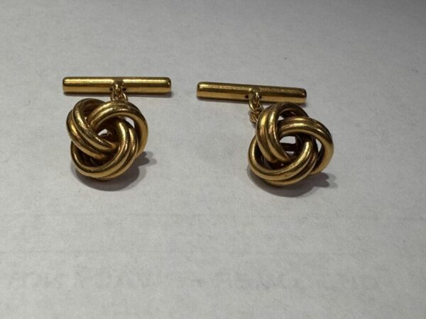 True Vintage 24K Yellow Gold knot cufflinks